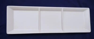 NEW Chantal White Appetizer 3 Divider Tray Dish Freezer to Oven 15" x 5"  - Image 1 of 4