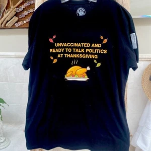 Thanksgiving T-shirt Black SHITHEAD STEVE XL Vaccination Politics Turkey - Picture 1 of 4
