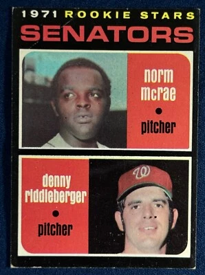 1971 TOPPS #93 NORM MCRAE, DENNY RIDDLEBERGER ROOKIE BASEBALL CARD - Image 1 of 2
