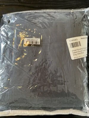 Funda nórdica Pottery Barn Dream cepillada algodón orgánico satén King acero azul Foto 1 de 3