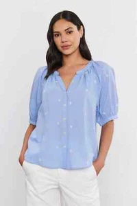 VELVET By Graham & Spencer Amira Floral Embroidered Boho Top Mist S $145 H3 - Picture 1 of 2