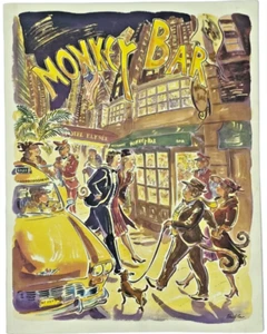 Vintage Monkey Bar NYC Bar Restaurant Menu by Paul Cox New York City - Picture 1 of 17