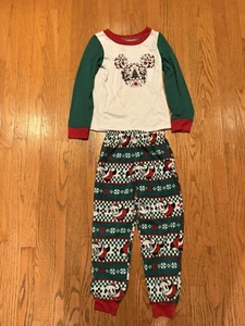 Disney Girls 8 Pajamas Holiday Party Mickey 2 Pieces - Picture 1 of 4