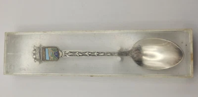 Petite cuillère de collection avec boîte,Blason Gabarit,Métal argenté poinçonné. - Photo 1/4