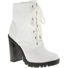 BCBGeneration Womens Pilas White Lace-Up Booties Shoes 8 Medium (B,M) BHFO 0527