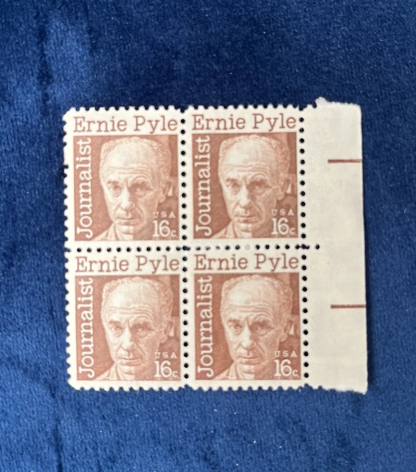 Block of 4 U.S. Stamps honoring journalist Ernie Pyle - Image 1 of 1