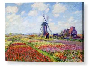 Claude Monet Tulip fields in Holland CANVAS BOX PRINT A1, A2, A3, A4 - Picture 1 of 5