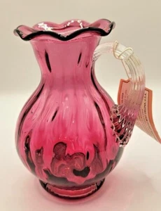 ~Bicchiere mirtillo pellegrino, manico a costine trasparente, bordo a volant crimpare, vaso/brocca~ - Foto 1 di 5