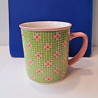 Starbucks Barista 2004 Mosaic Tile Bright Pink &amp; Green Flower 16oz Mug Rare!