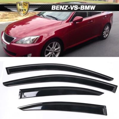 Se adapta a 06-13 Lexus IS250 IS350 08-14 IS F ventana visera ventilación protector de lluvia acrílico 4 piezas Foto 1 de 4