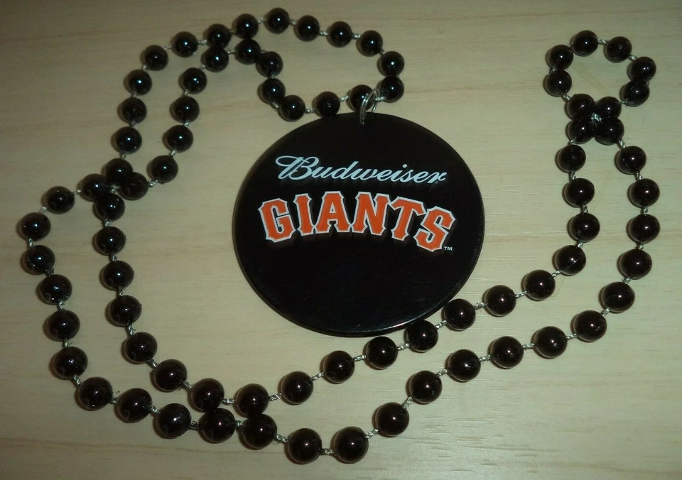 San Francisco Giants Budweiser Black Bead Necklace w/ 2.5-Inch Plastic Medallion - Image 1 of 1