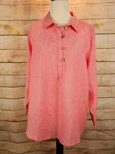 NWT Sigrid Olsen 100% Linen Roll-Tab Sleeve Tunic Shirt Size 2X - Picture 1 of 4