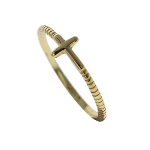 Gold Side Cross Ring, Sterling Silver dipped in Gold, 2mm gold band - Picture 1 of 2