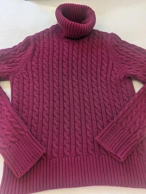 Винтажный Ann Taylor коренастый кабель вязаный свитер размер L хлопок Berry опрятный Y2K - Изображение 1 из 4