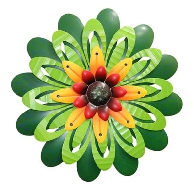 Arte de pared de metal con flores para decoración de pared interior exterior para el hogar verde-2 Foto 1 de 4