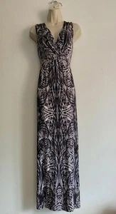 M & S Per Una maxi dress Siz 10 Grey Black Pink Sleeveless Jersey Fabric Empire - Picture 1 of 16