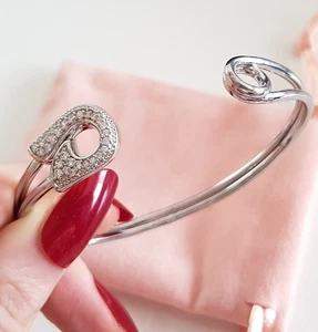 EDLES Armband 925 SILBER massiv Armkette OFFENER ARMREIF Armzange Zirkonia - Bild 1 von 5