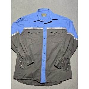 Rustler by Wrangler Mens Western Shirt Medium Southwestern Tribal Black Blue - Picture 1 of 5