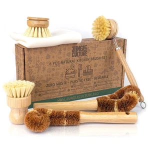 ® 6 Piece Natural Dish Brushes for Washing Up • Eco Dish Brush Kitchen Cleani... - Picture 1 of 8