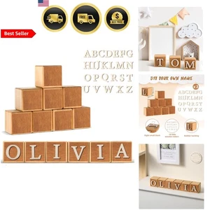 Wooden Name Sign Blocks Kids Room Decor Montessori Craft 8 Pcs - Picture 1 of 8