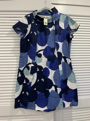 NUEVO CON ETIQUETAS Boden Audrey Vestido Floral 100% Lino Cuello Simulado Talla 16R Foto 1 de 4