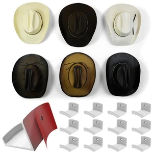 Adhesive Hat Hooks for Wall (12-Pack) - Cowboy Hat Rack, Wide Brim Hat Organi... - Picture 1 of 8