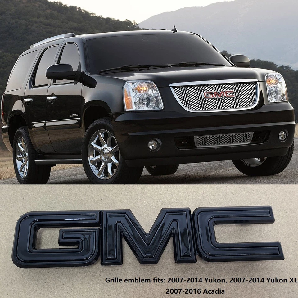 Insignia emblema GMC negra delantera grande 2007-2014 OEM parrilla para Yukon Acadia Foto 1 de 4