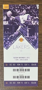 KOBE BRYANT FINAL SEASON FULL TICKET vs DENVER NUGGETS 11-03-2015 LA LAKERS - Bild 1 von 12