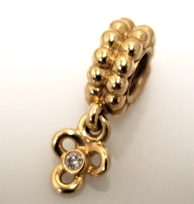 Pandora 14k Yellow Gold Posey Diamond Dangle Bead Charm 750415D - Image 1 of 4