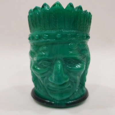 ST CLAIR Summit HUNTER GREEN Glass TOOTHPICK HOLDER Native INDIAN - Image 1 of 4