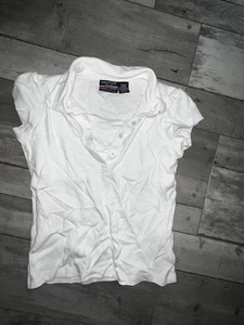 Girls White Nautica Polo Shirt Size 7 School Uniform Top - Picture 1 of 2