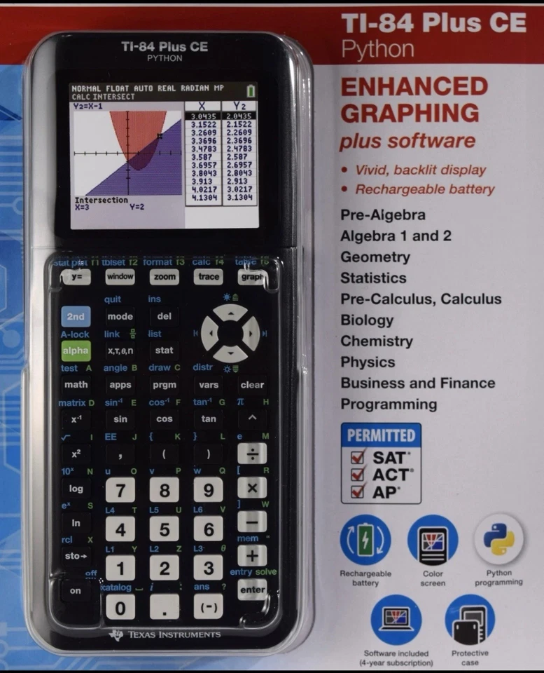 Texas Instruments TI-84 Plus CE PYTHON Enhanced Graphing Calculator & Software - Image 1 of 2