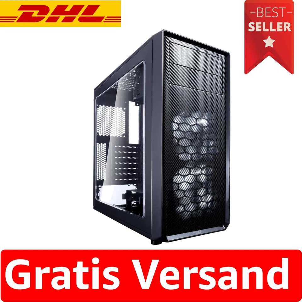 Fractal Design Focus G Midi Tower Gehäuse mit Sichtfenster für Gaming, Schwarz - Bild 1 von 4