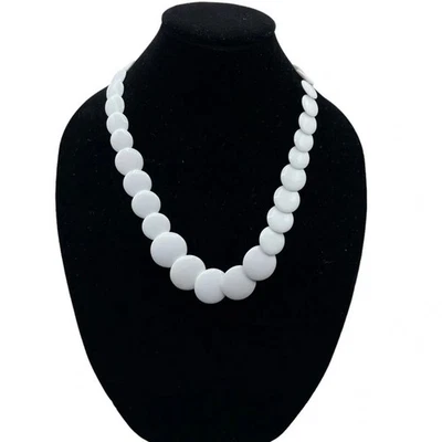 Collar Napier Vintage Blanco Lucite Cuentas Tono Dorado Cierre Bisutería Foto 1 de 4