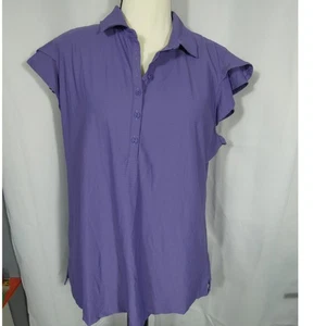 Calia XL Mujer Golf Flutter Manga Corta Cuello 3/4 Botones Púrpura  - Imagen 1 de 8