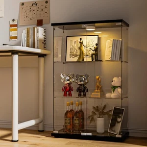 Glass Display Cabinet with LED Light, 2 Doors and Lock, Quick-Install Style 3... - Picture 1 of 7