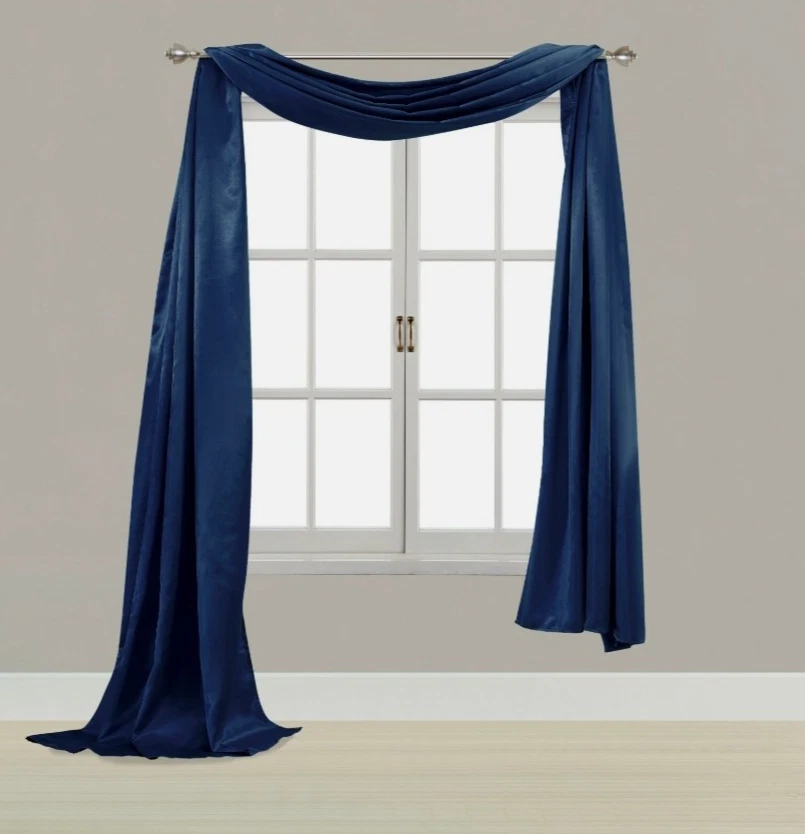 海军蓝新娘缎面围巾帷幔装扮窗户 - (RTSK) — 第 1/1 张图片