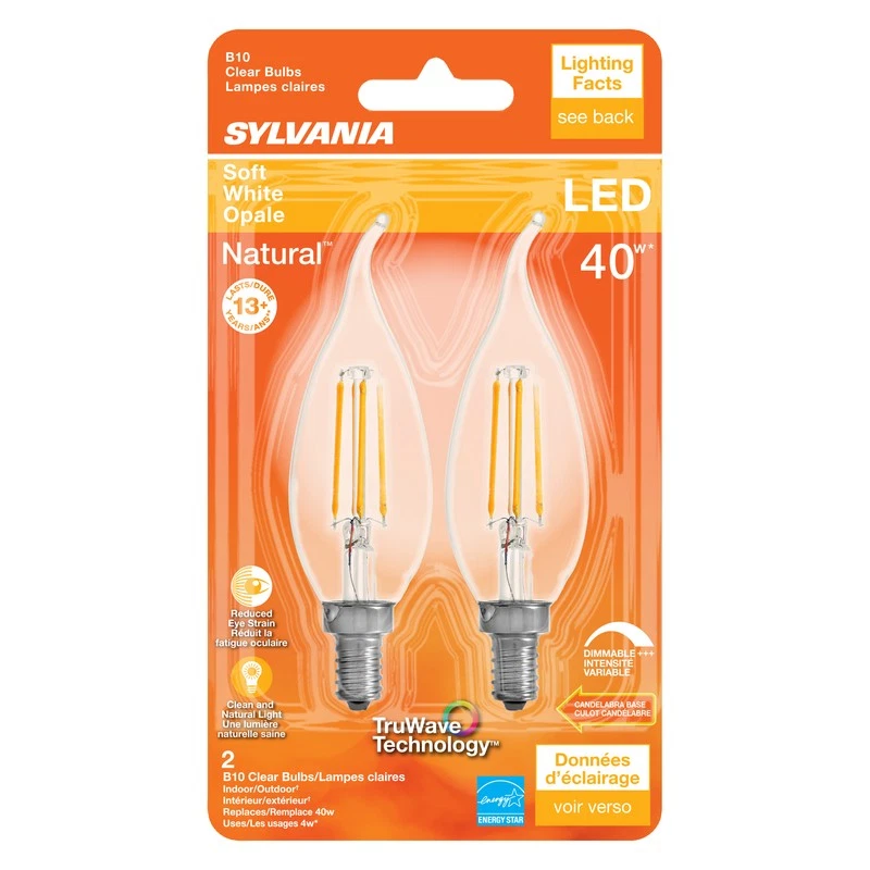 Sylvania 40755 Warm White 350 lm. Candelabra Screw Base B10 LED Light Bulb 4W - Image 1 of 1
