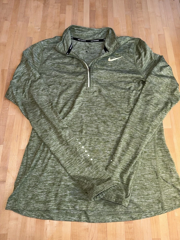 Nike Running Dri-fit Women's Long Sleeve Quarter Zip Top Size M Green Reflective - Image 1 of 4