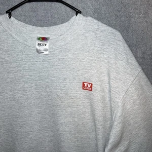 Vintage Late 1990s TV Guide Channel Graphic Light Heather Gray Sweater Men's LRG - Picture 1 of 5