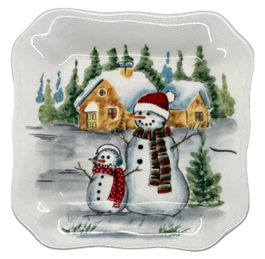 Maxcera Snowman Holiday Dessert Plates Set of 5 + 1 FREE (Chipped/Stained) 6" - Picture 1 of 16