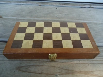 VTG Wooden Chess Set Portable Board Game Folding Storage Box Complete Taiwan - Image 1 of 4