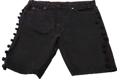 Black Levi's Vintage Denim Levis Brown Tag Repurpose Shorts Waist 36 in Pom Poms - Image 1 of 4