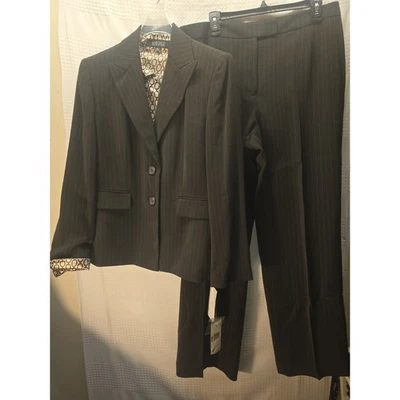 Kasper 3 Piezas Mujer Pantalones Traje Rayas Marrón Talla 14 $280 Minorista Foto 1 de 4