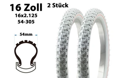 2 Stück 16 Zoll Fahrrad Reifen 16x2.125 MTB 54-305 Kinderrad Mantel Decke tire - Bild 1 von 4