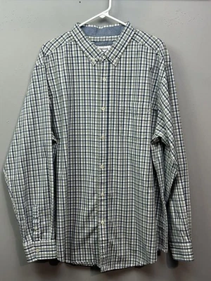 Haggar Shirt Mens 2XL Blue Green Plaid Button Down Stretch Pocket Casual XXL - Image 1 of 4