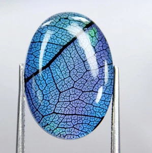 Cabujón de ópalo australiano natural 9,75 quilates - piedra preciosa con patrón de vena de hoja verde azul - Imagen 1 de 9