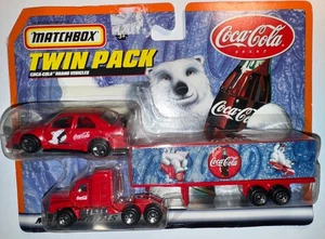 Matchbox Mack CH 600 Coca Cola Semi Truck & Trailer & Mitsubishi Lancer NEW IP - Picture 1 of 7