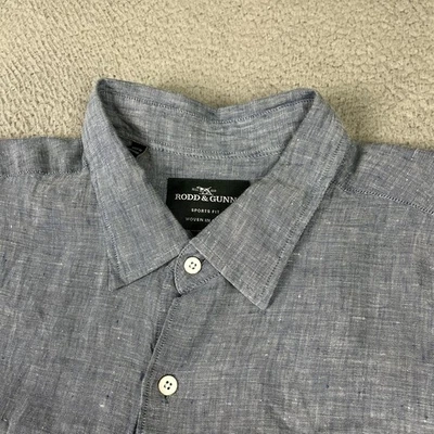 Rodd & Gunn Shirt Mens 2XL Blue Linen Hemp Blend Albini Fabric Button Up - Image 1 of 4