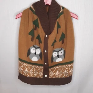 Vibrant Life Dog Pet Clothes Owl/Trees Winter Apparel Sweater Fit 70lb Dog - Picture 1 of 10
